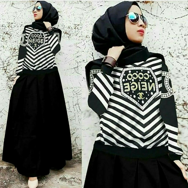 Coco Neige Set Baju Setelan Muslim Salur Bordir Premium