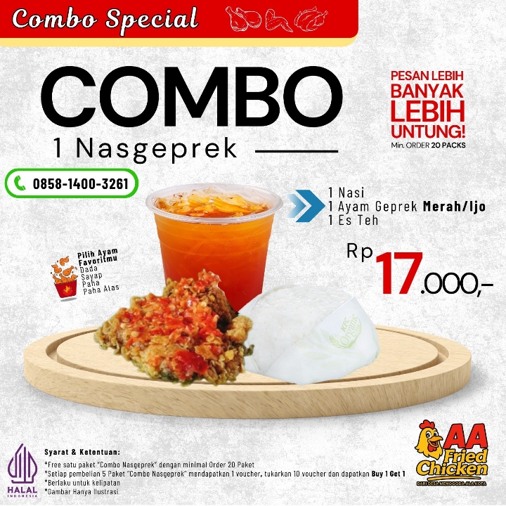 Combo 1 Nasgeprek Merah