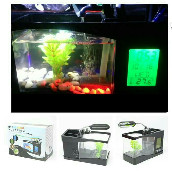 USB Dekstop Aquarium Mini With Running Water Digital Display - LS0404