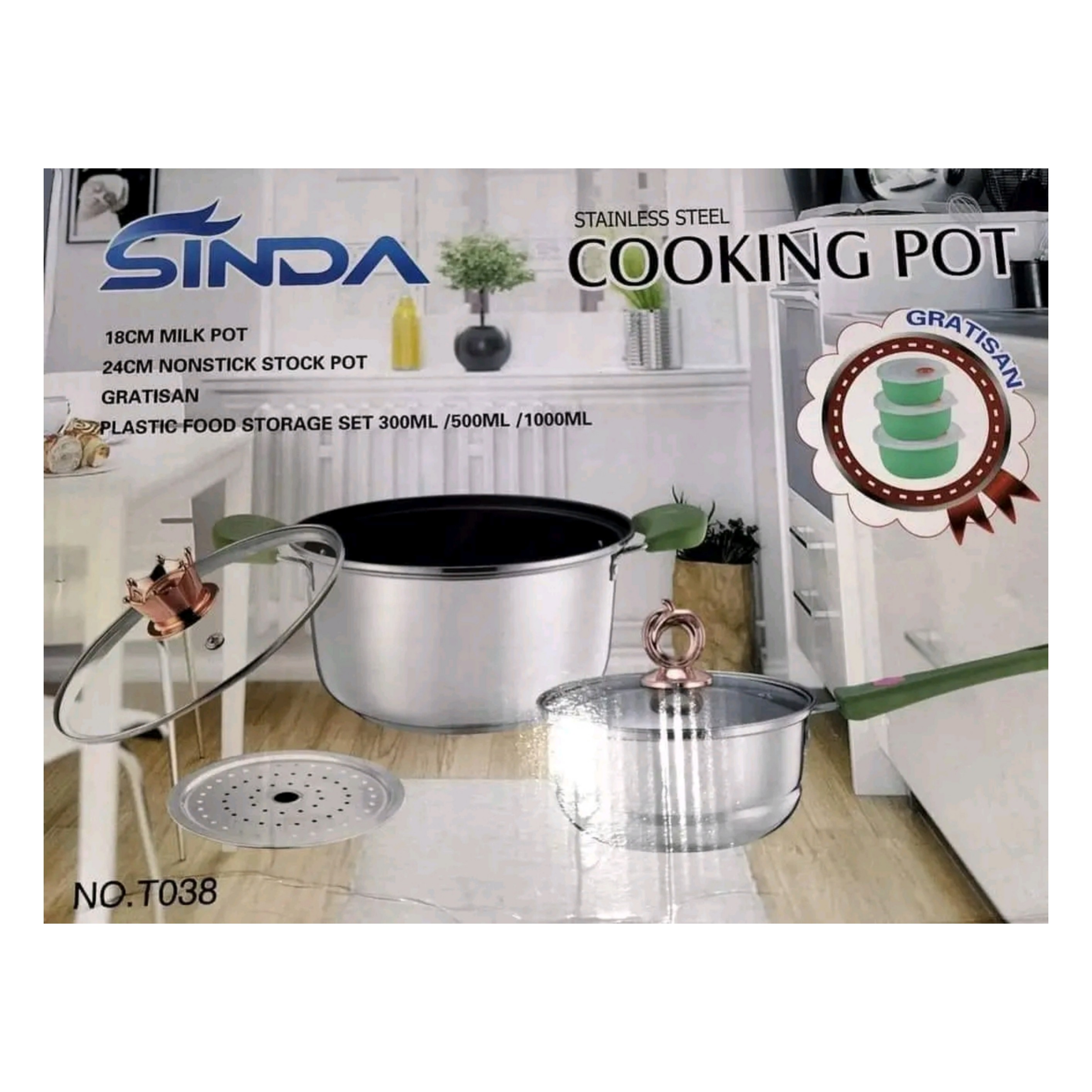 Cooking Pot Stainless Steel Set Sinda T038
