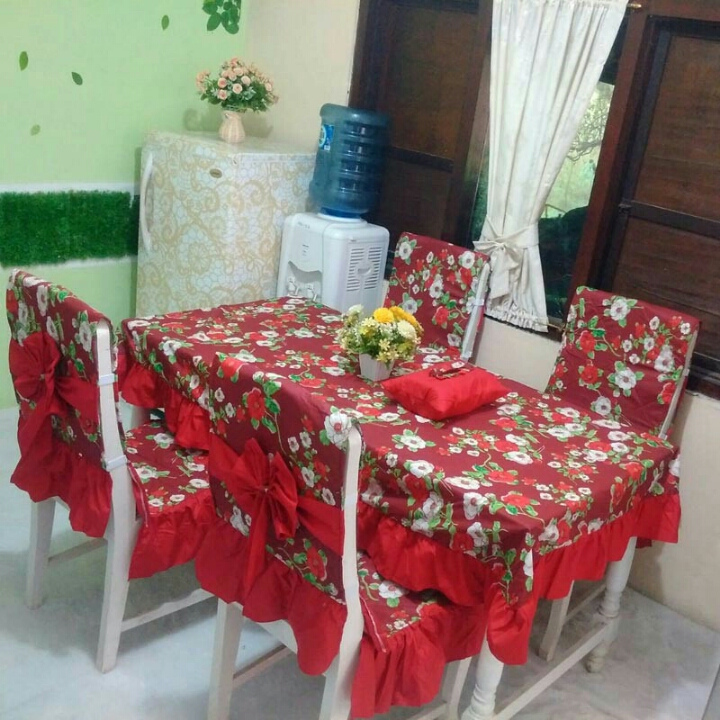 Cover Chair Set 4 Kursi Pita Ilona Merah 2