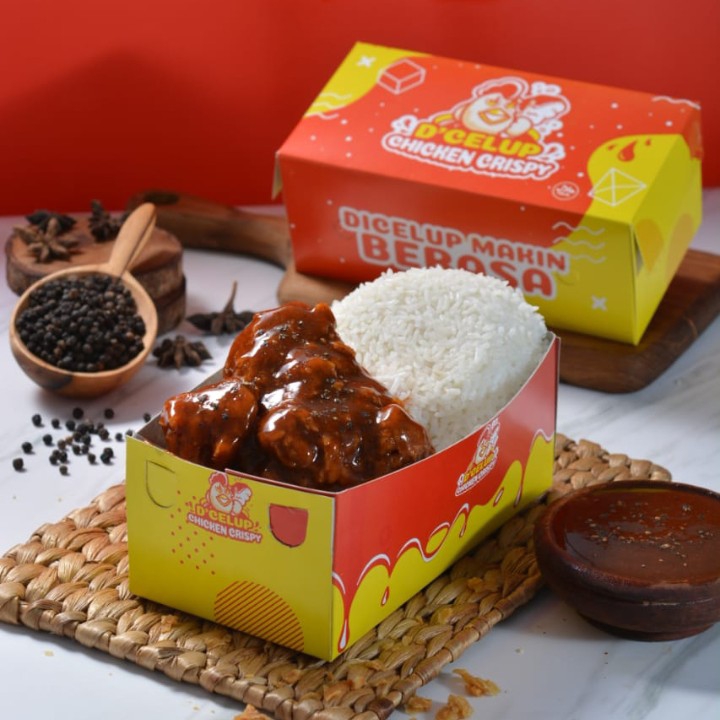 D Celup Saus Lada Hitam Sama Nasi