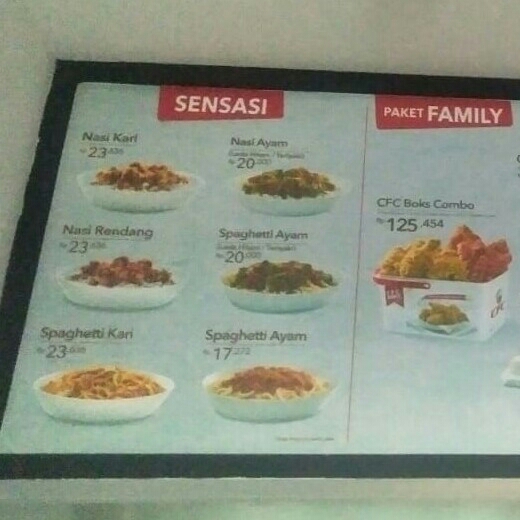 DAFTAR MENU CFC