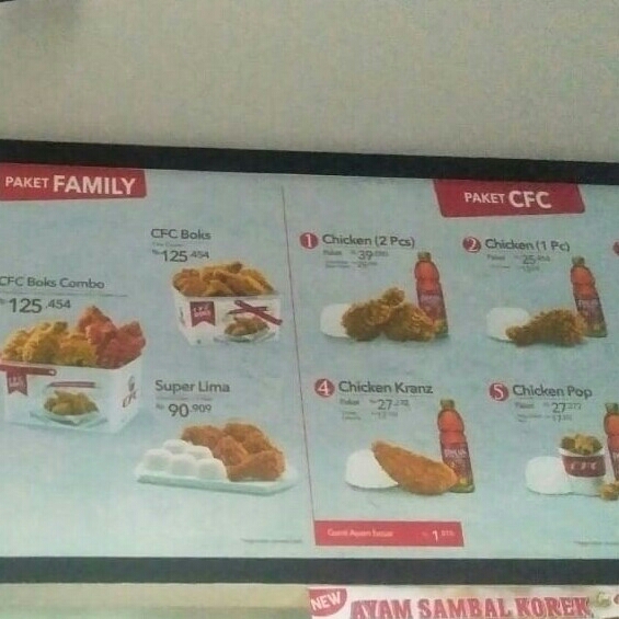 DAFTAR MENU CFC