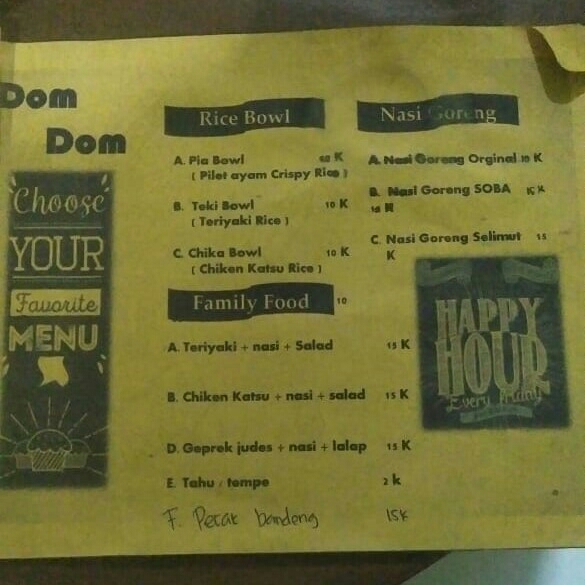 DAFTAR MENU DOM-DOM CAFE