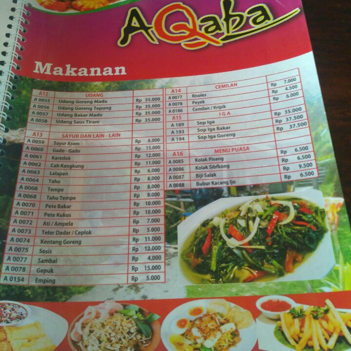 DAFTAR MENU MAKANAN RM AQABA