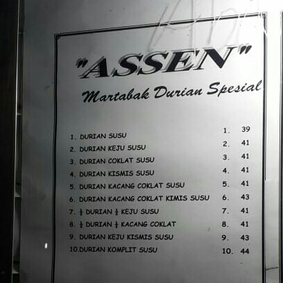 DAFTAR MENU MARTABAK ASSEN