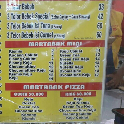 DAFTAR MENU MARTABAK HOKKY