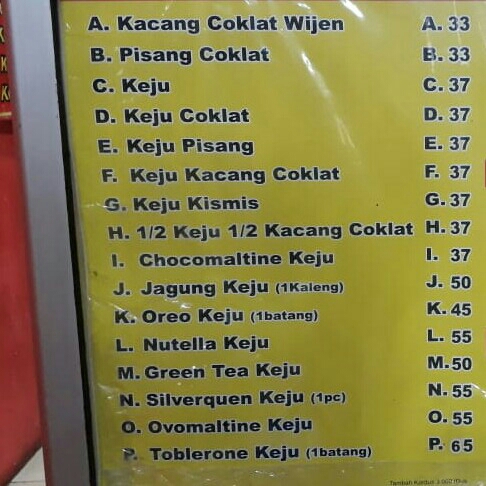 DAFTAR MENU MARTABAK HOKKY