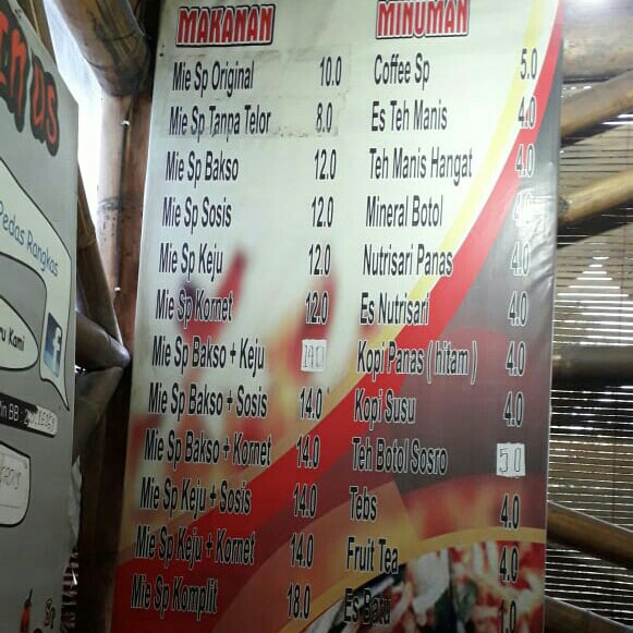 DAFTAR MENU MIE SADIS PEDAS