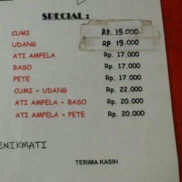 DAFTAR MENU NASI GORENG MAS TARNO