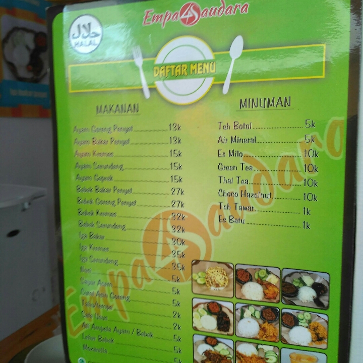 DAFTAR MENU RM 4 SAUDARA