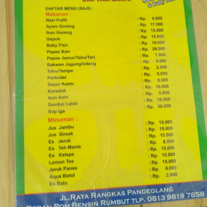 DAFTAR MENU RM IBU HAJI CIJANTUNG