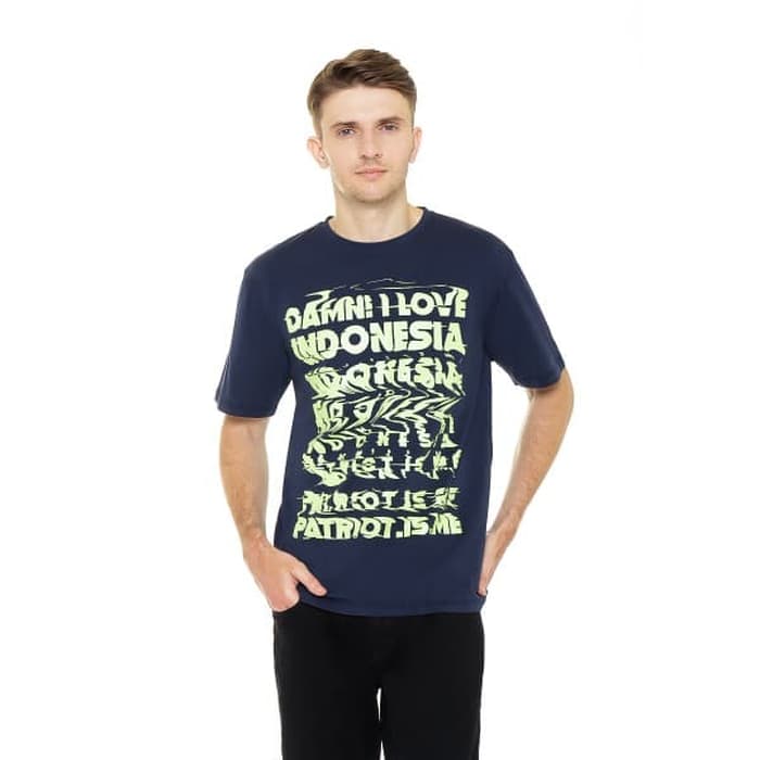 DAMN! I LOVE INDONESIA KAOS PRIA WARP TEXT NAVY - Navy, S