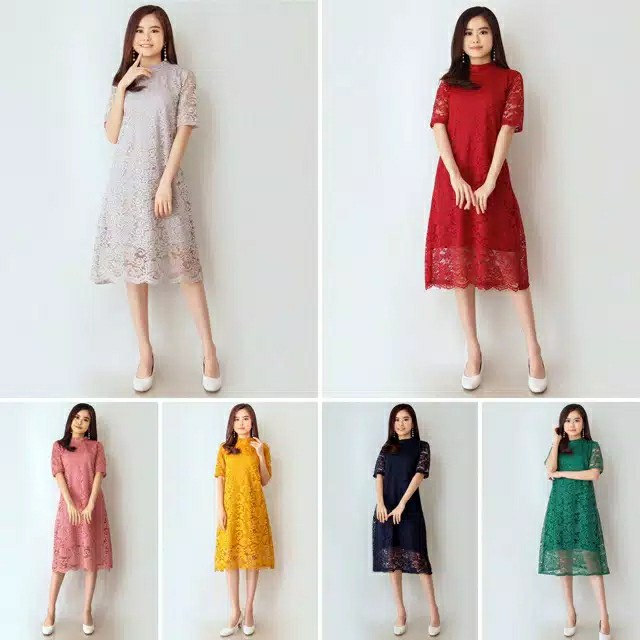 DIJAMIN REALPICT  -  Dress Lolo Lace Brukat Tulang Corneli Tebal 3