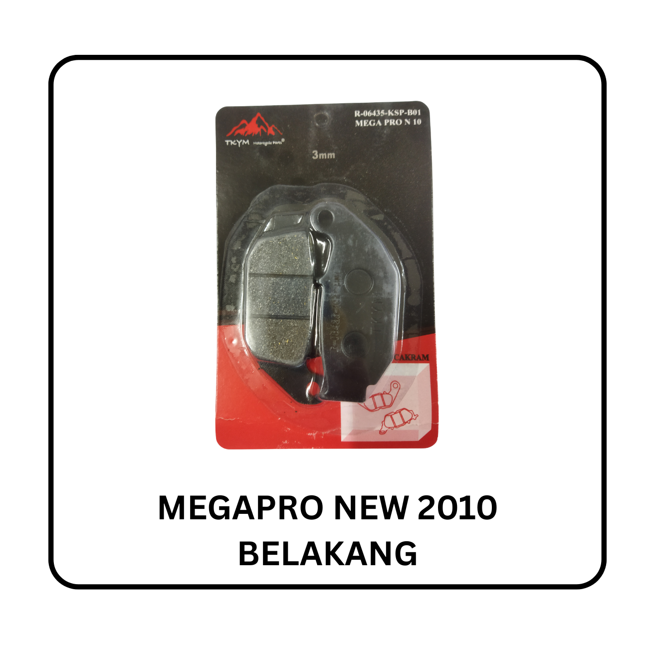 DISC PAD BELAKANG MEGAPRO NEW 2010 TEBAL 3MM