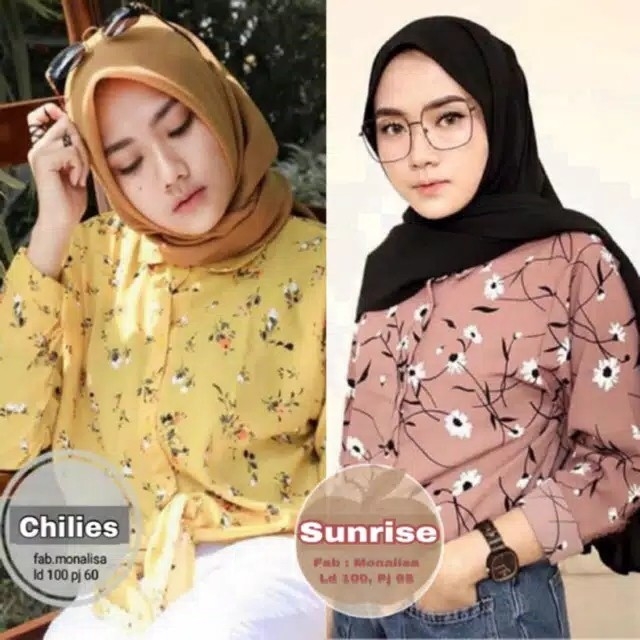 DIYA KEMEJA MONALISA MOTIF WANITA SUNRISE CHILIES LILY