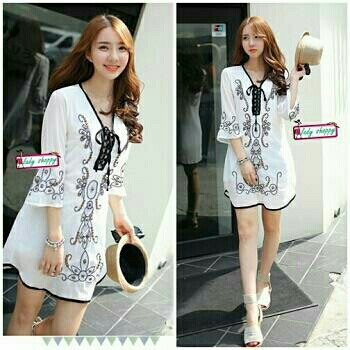 DRESS LADYSHOP BATIK PUTIH