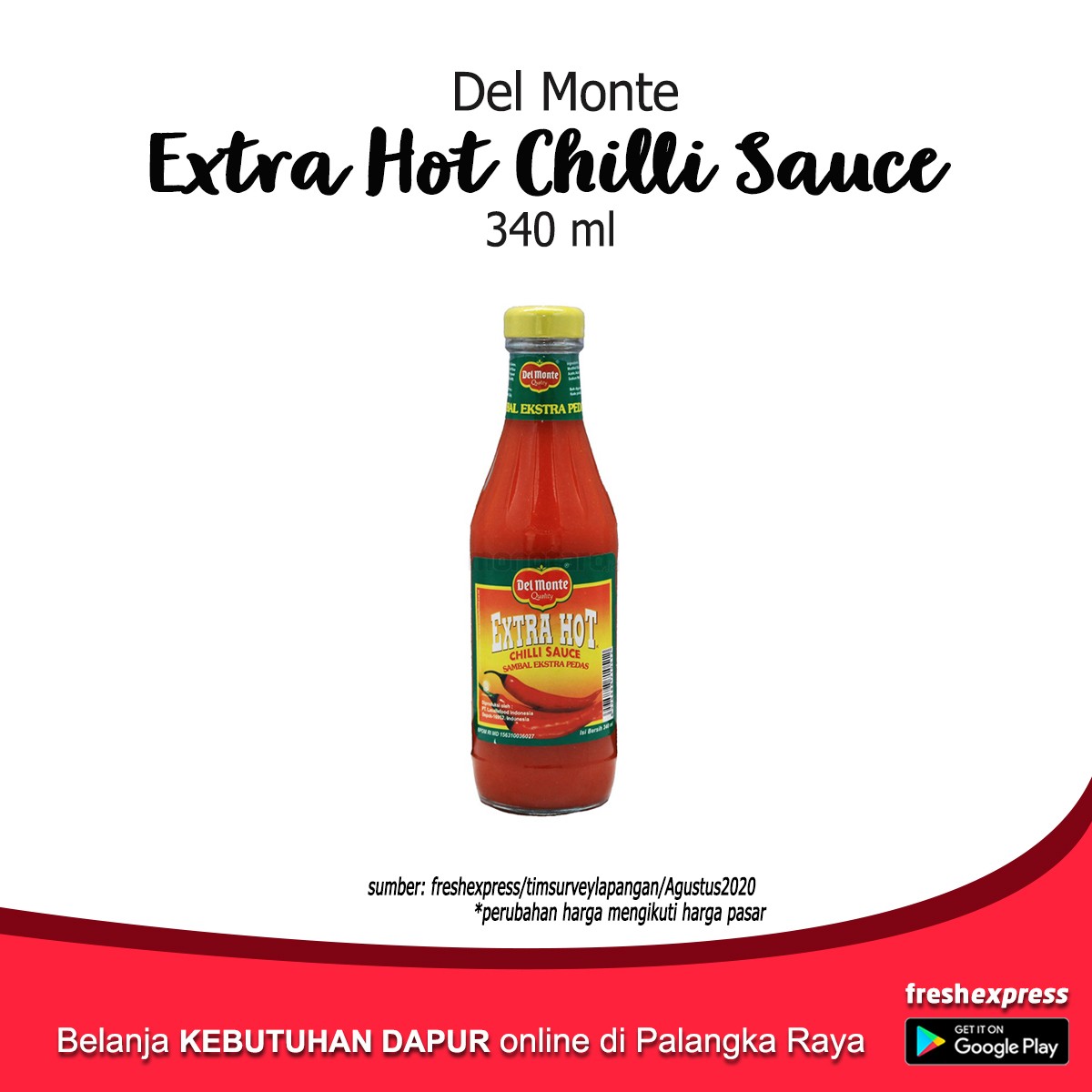 Del Monte Extra Hot Chilli Sauce 340 Ml