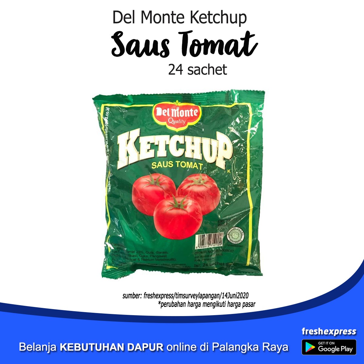 Del Monte Ketchup Saous Tomat 24 Sachet