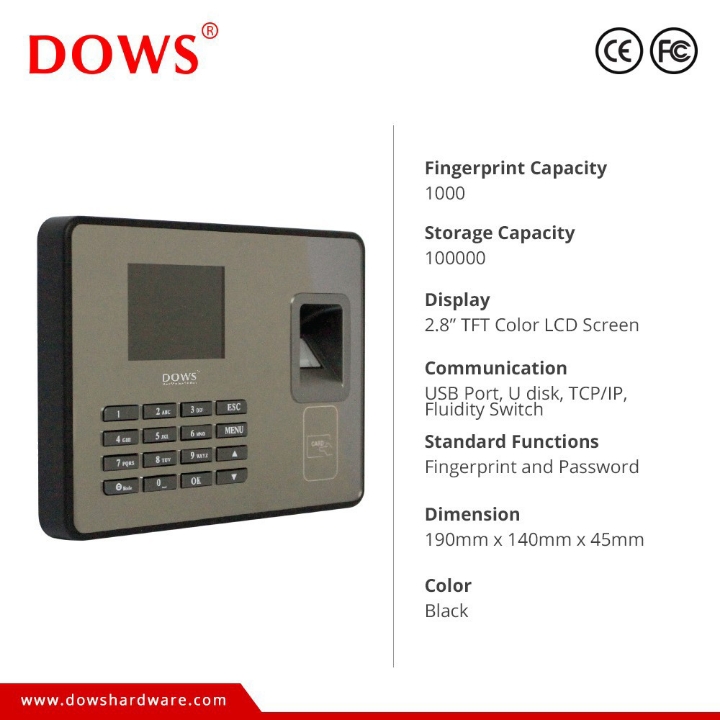 Dows D6 Mesin Absensi Fingerprint Dan Akses Kontrol RFID 3