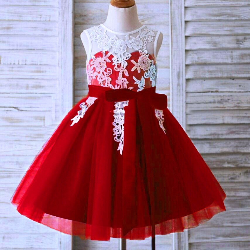 Dress Anvil Warna Merah Kisaran Usia 2-4 Tahun