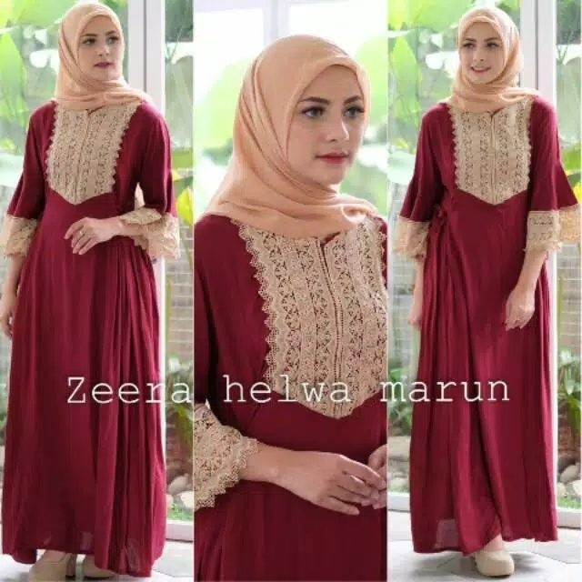 Dress Arab Zeera Helwa ORI Maroon
