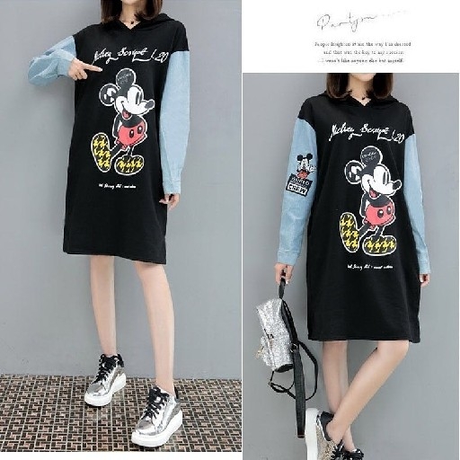 Dress Hodie Denim Hitam