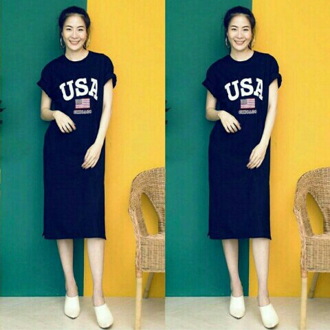 Dress Jumbo Wanita Usa Navy Ta71549