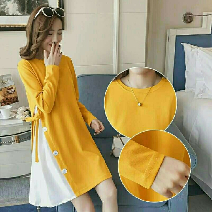 Dress Kancing Kuning