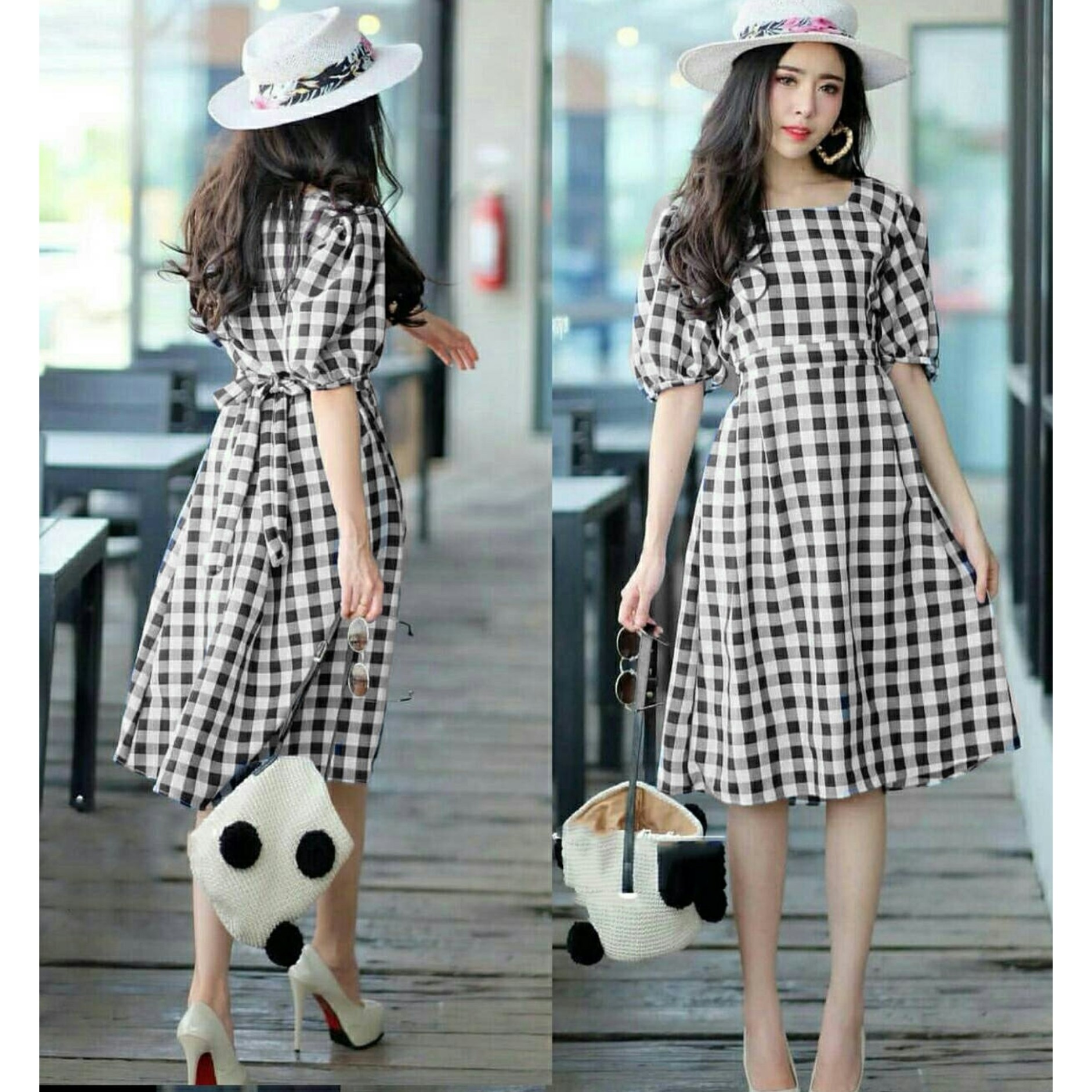 Dress Kotak Cindy Hitam
