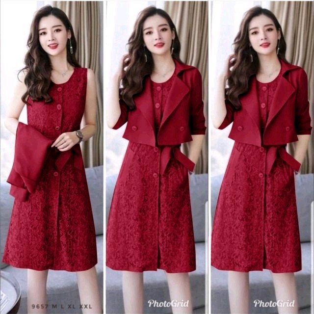 Dress Rompi Indah Maroon