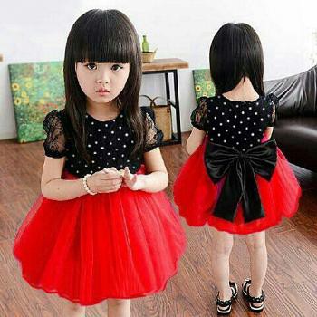 Dress Shanshan Warna Fanta Dan Merah Kisaran Usia 3-5 Tahun 2