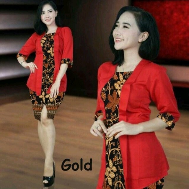Dress Wanita YX Set Blaz Yesika Gold