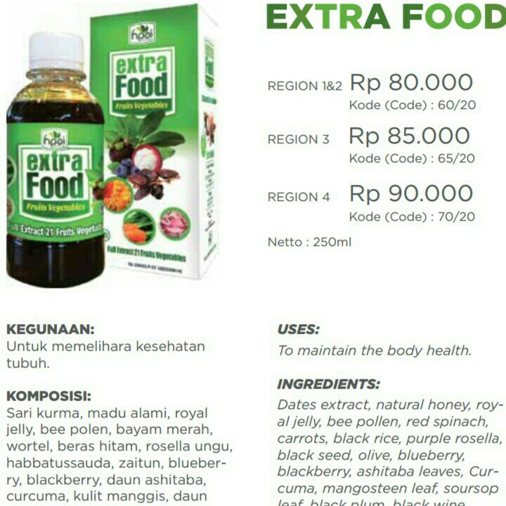 EXTRAK 23 JENIS BUAH DAN SAYURAN EKSTRA FOOD HNI-HPAJ