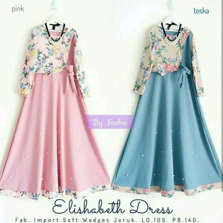 Elizabeth Dress  Gamis Motif  Balotelli Katun