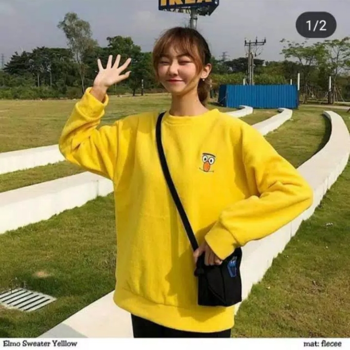 Elmo sweater bordir wanita