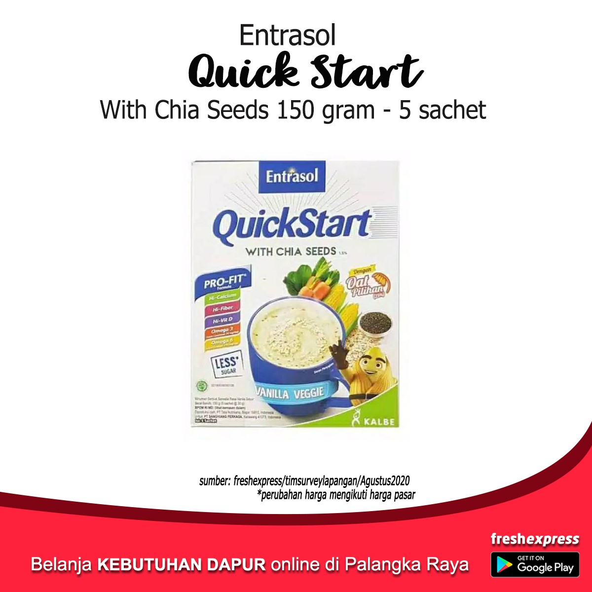 Entrasol Quick Start 150 Gram Isi 5 Sachet Vanilla Vegg