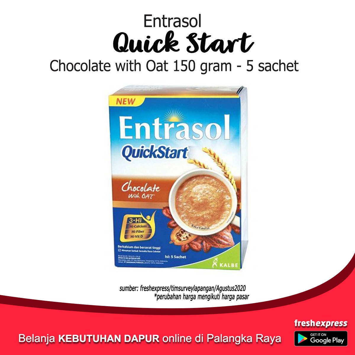 Entrasol Quick Start Chocolate With Oat 150 Gram - 5 Sachet