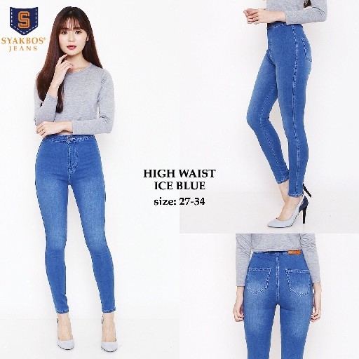 F4 27-30  SYAKBOS HW Ice Blue HIGH WAIST 