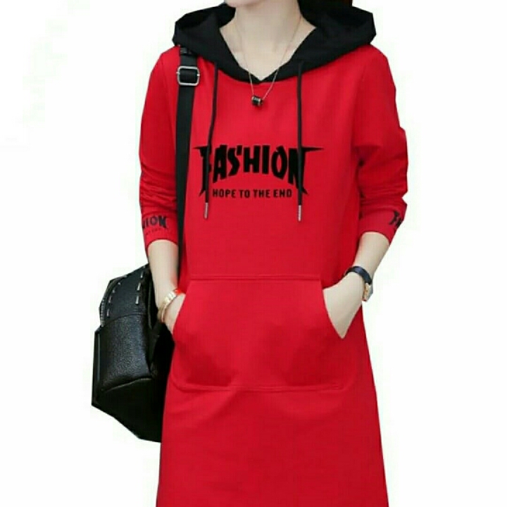 F5 Dress Hoodie Fashion Merah