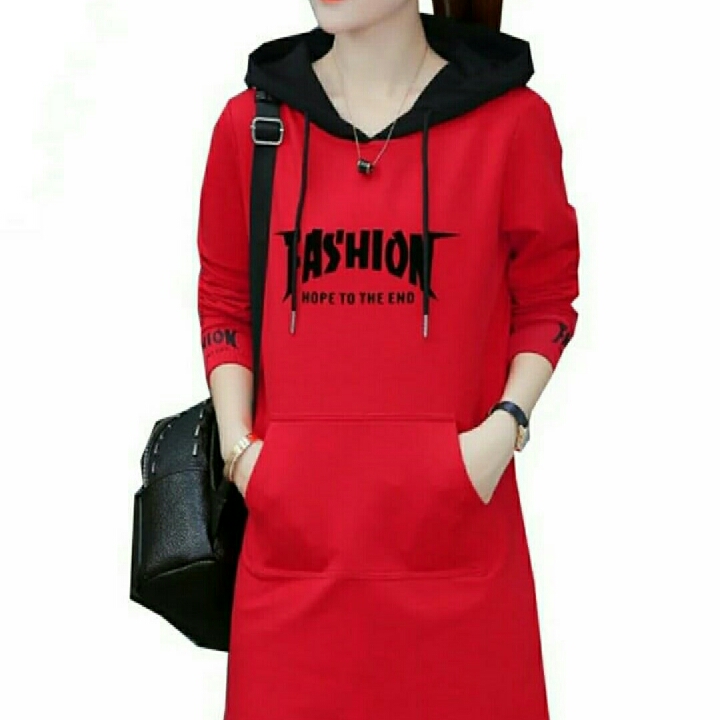 F5 Dress Hoodie Fashion Merah