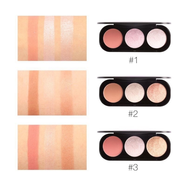 FA-26 FOCALLURE 3 COLORS BLUSH  HIGHLIGHTER PALETTE 2