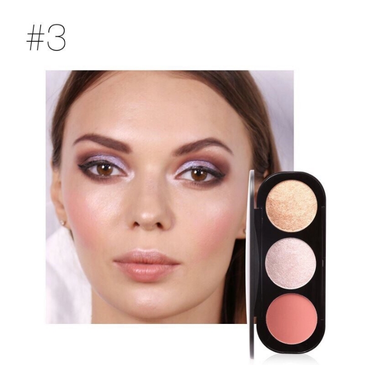 FA-26 FOCALLURE 3 COLORS BLUSH  HIGHLIGHTER PALETTE 5