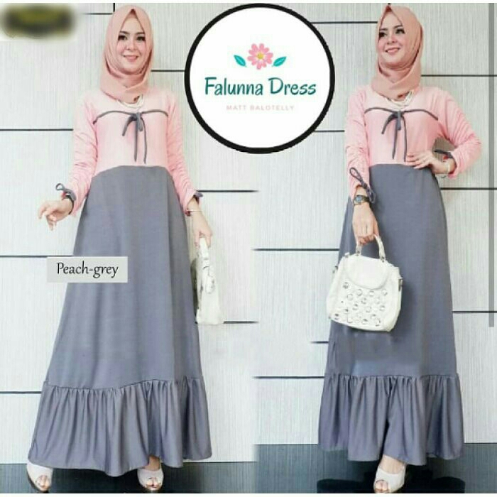 Falunna Dress Peach Grey