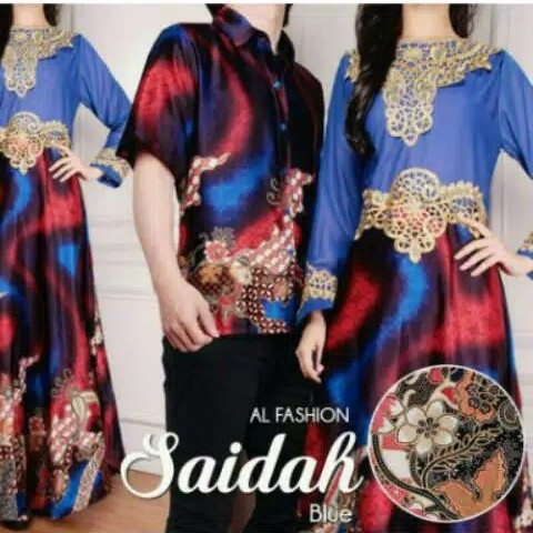 Fashion Muslim Couple Batik Saidah Biru