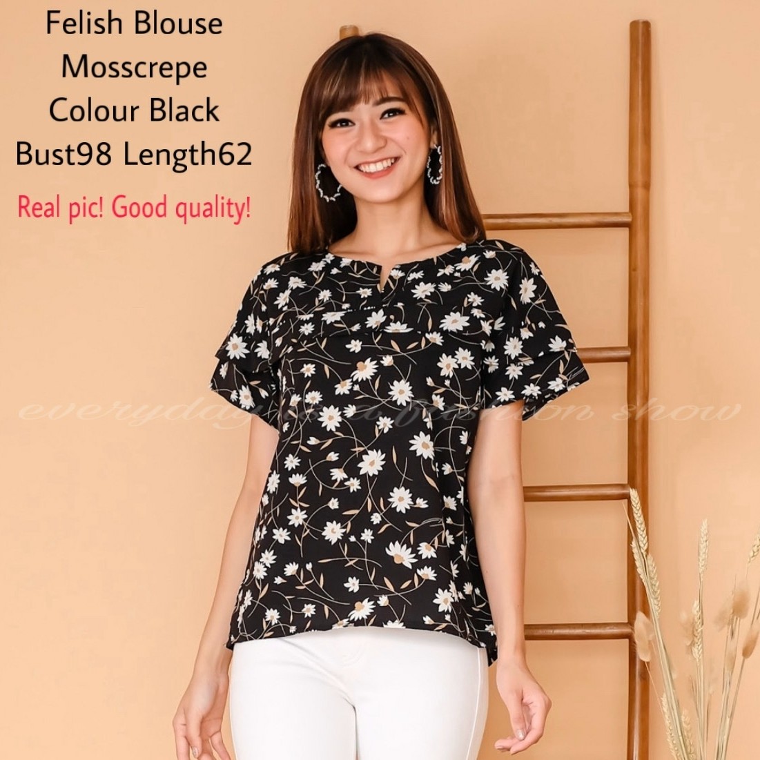 Felish Blouse Hitam Realpict
