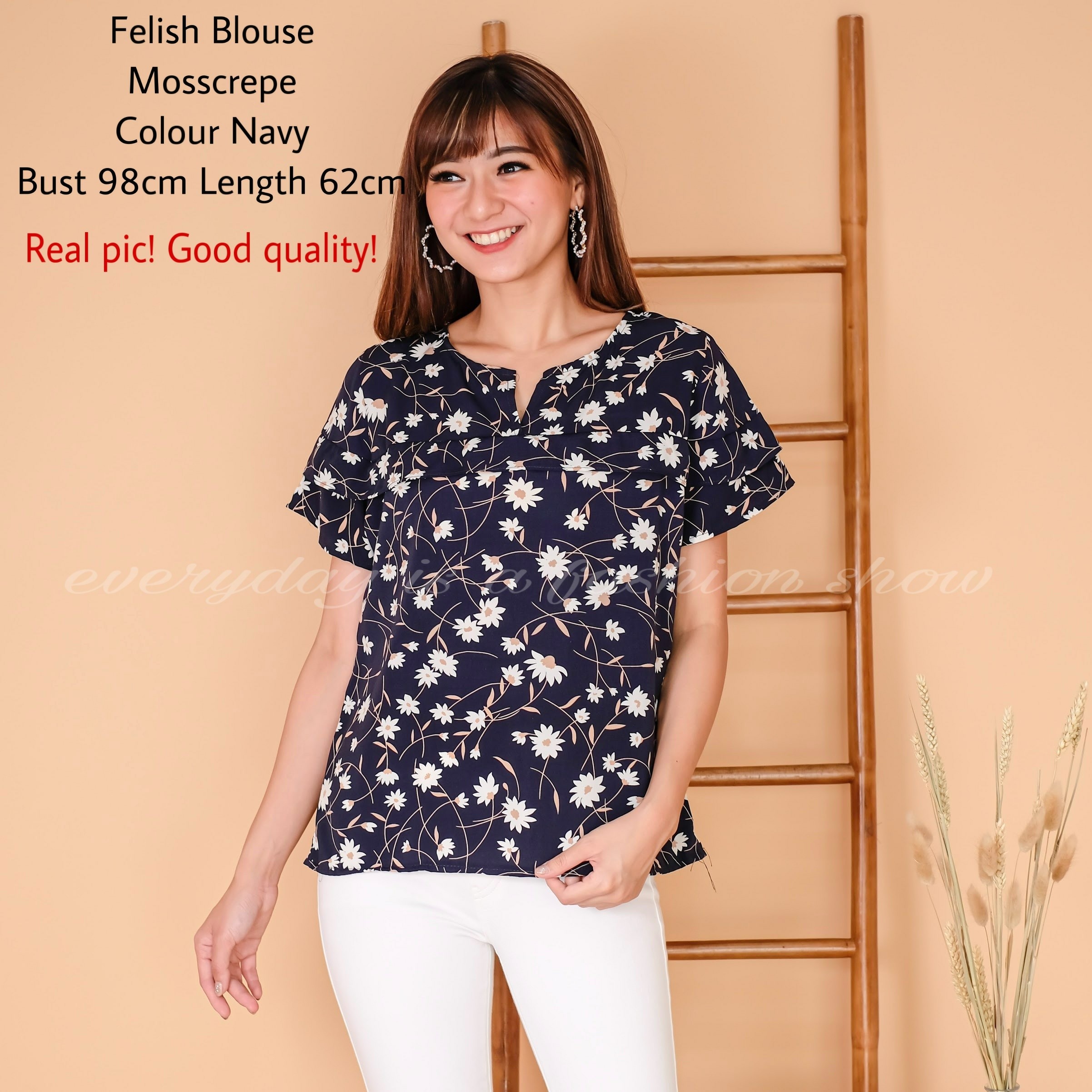 Felish Blouse Navy Realpict