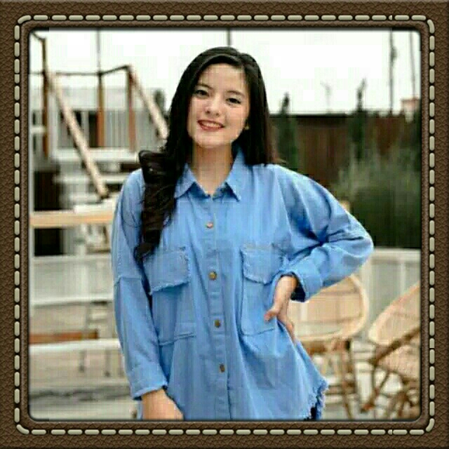 Fringe Loose Kemeja Soft Blue