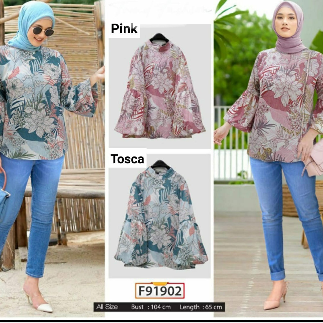 Ft 91902 top floral 93 Kulit jeruk lingkar dada 107 pjg 64